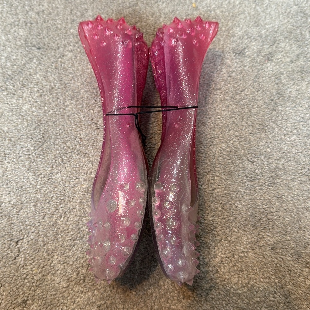 Wet Seal Pink Ombre Glitter Studded Jelly Flats Size 6 - Picture 3 of 4